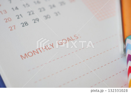 Setting monthly goals for personal growth and success 132331028