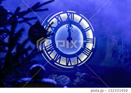 neon light decorative lighting clock with roman numerals, new year event decoration, lspotlight lights 132331450