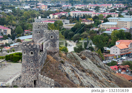 Akhaltsikhe castle surroundings and fortress wall with towers, Georgia 132331639
