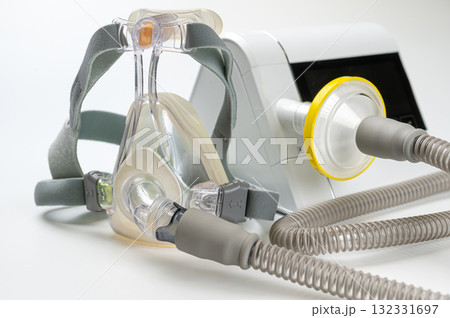 CPAP machine with mask and hose, for people with sleep apnea, respiratory, or breathing disorder 132331697