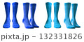 2 Set of dark light blue turquoise, front side view blank plain socks on transparent background, PNG file. Mockup template for artwork design 132331826