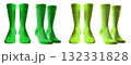 2 Set of dark light green lime, front side view blank plain socks on transparent background, PNG file. Mockup template for artwork design 132331828