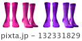 2 Set of magenta purple violet, front side view blank plain socks on transparent background, PNG file. Mockup template for artwork design 132331829