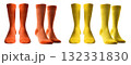 2 Set of orange yellow, front side view blank plain socks on transparent background, PNG file. Mockup template for artwork design 132331830