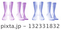 2 Set of pastel purple blue violet, front side view blank plain socks on transparent background, PNG file. Mockup template for artwork design 132331832