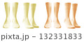 2 Set of pastel yellow orange, front side view blank plain socks on transparent background, PNG file. Mockup template for artwork design 132331833