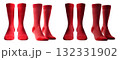 2 Set of dark light red maroon, front side view blank plain socks on transparent background, PNG file. Mockup template for artwork design 132331902