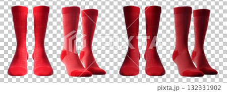 2 Set of dark light red maroon, front side view blank plain socks on transparent background, PNG file. Mockup template for artwork design 2 Set of dark light red maroon, front side view blank plain socks on transparent background, PNG file. Mockup template for artwork design 132331902
