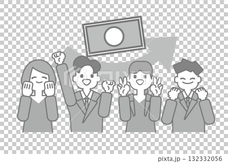 一位商人因加薪而高興的插圖（單色） 132332056