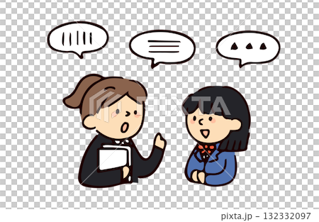 Illustration of a teacher and student communicating Illustration of a teacher and student communicating 132332097