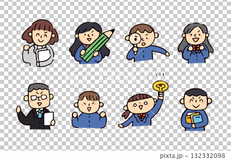 Teacher and student illustration set Teacher and student illustration set 132332098