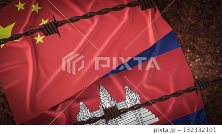 The China and Cambodia flag for Background concept 3d rendering. The China and Cambodia flag for Background concept 3d rendering. 132332101