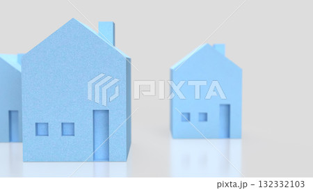 The Blue house for Property or Building concept 3d Rendering. 132332103