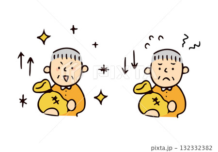 お金とシニア男性のイラスト お金とシニア男性のイラスト 132332382