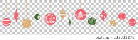 Cute hand-drawn Christmas ornament set 132332879