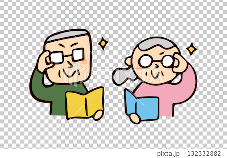 博識なシニア2人のイラスト 132332882