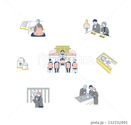 仏事のさまざまなイメージ　セット4 132332891