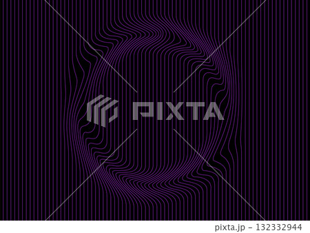 Abstract warped violet lines forming distorted circle shape, tech minimal background Abstract warped violet lines forming distorted circle shape, tech minimal background 132332944
