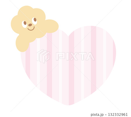 Cute illustration of happy flower and pink stripe heart for decoration, print, label, sticker, cartoon, cute patches, brooch, pin, name tag, text bubble, sticker, nature, floral print, comic, icon Cute illustration of happy flower and pink stripe heart for decoration, print, label, sticker, cartoon, cute patches, brooch, pin, name tag, text bubble, sticker, nature, floral print, comic, icon 132332961