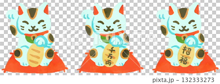 招財貓水彩手繪插畫集 招財貓水彩手繪插畫集 132333273