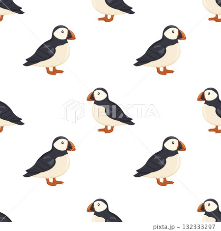 Cute puffin birds seamless pattern Cute puffin birds seamless pattern 132333297