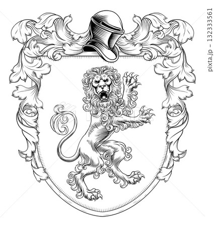 Coat of Arms Crest Lion Heraldic Medieval Shield 132333561