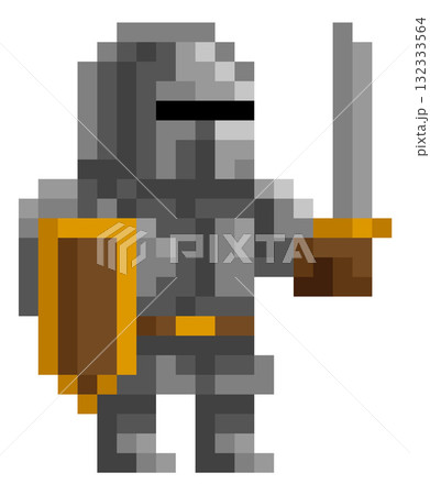 Knight Fantasy Pixel Art Game Cartoon Character 132333564