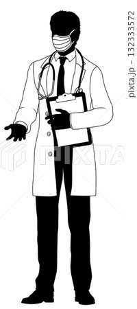 Doctor Man and Clipboard Medical Silhouette Person Doctor Man and Clipboard Medical Silhouette Person 132333572