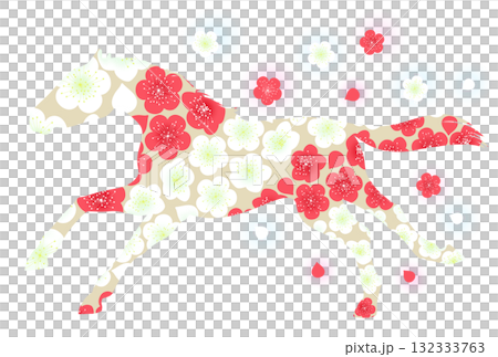 走る馬と梅のイラスト 走る馬と梅のイラスト 132333763