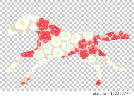 走る馬と梅のイラスト 132333774