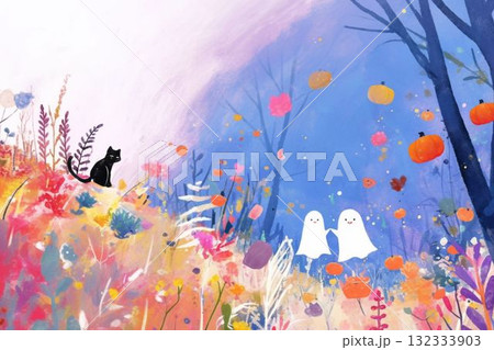 黒猫とカボチャの楽しい夜 黒猫とカボチャの楽しい夜 132333903