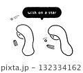 流れ星　願い　女性　白黒 132334162