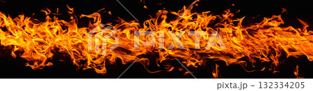 Dramatic red, orange, yellow flame and smoke rising against a dark background. Realistic, abstract fire burning background texture overlay. Vivid and hot hell or blazing fire wallpaper Dramatic red, orange, yellow flame and smoke rising against a dark background. Realistic, abstract fire burning background texture overlay. Vivid and hot hell or blazing fire wallpaper 132334205