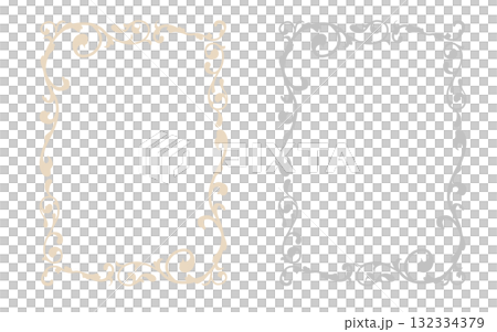 A gothic-style frame set in muted beige and gray. 132334379