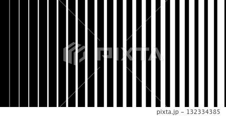 Gradient Transition Lattice. Striped Halftone Gradation Texture. Fading Vertical line Pattern. Black parallel thin to thick lines Background for design. Vector Geometric optical illusion effect Not AI 132334385