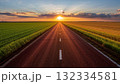 Vibrant Sunset Over a Wide Open Highway Landscape 132334581
