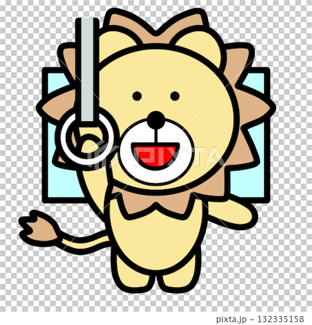 Lion holding on to a strap 132335158