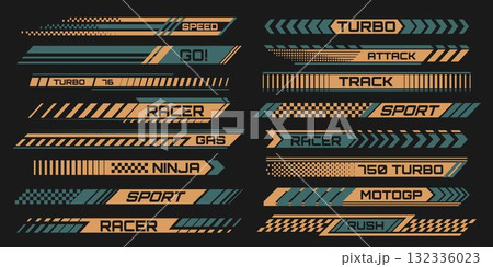 Speed race car or motorcycle stickers set Speed race car or motorcycle stickers set 132336023