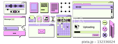 Y2K sticker with retro computer interface elements Y2K sticker with retro computer interface elements 132336024