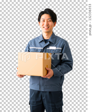 Smiling and cheerful delivery person 132336353