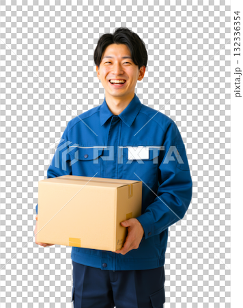 Smiling and cheerful delivery person Smiling and cheerful delivery person 132336354