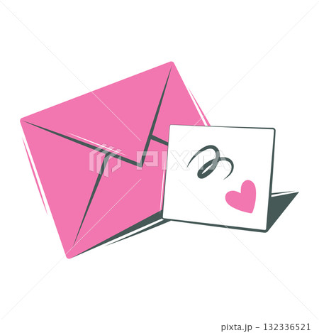 Envelope card with a confession for a loved one, a gift for an anniversary, Valentine's Day. Sticker Envelope card with a confession for a loved one, a gift for an anniversary, Valentine's Day. Sticker 132336521