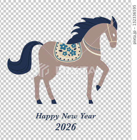 Horse New Year's card material - Horse design illustration 132336595