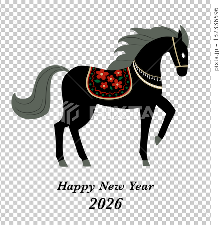 Horse New Year's card material - Horse design illustration 132336596