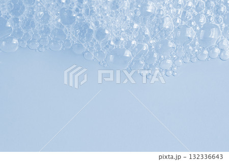Bubbles of body gel or soap foam or shaving gel. Closeup. Copy space Bubbles of body gel or soap foam or shaving gel. Closeup. Copy space 132336643