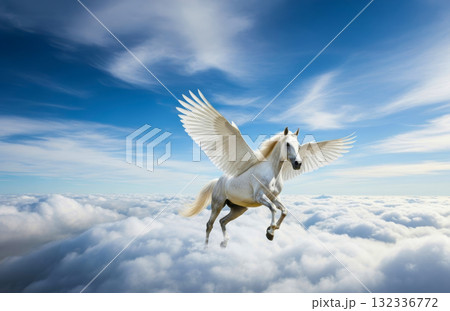 飛翔する白馬 132336772