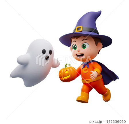 ハロウィンで笑顔の子供たち 132336960