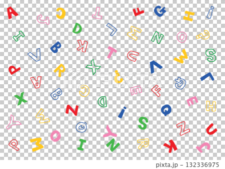 Colorful and pop handwritten alphabet pattern background Colorful and pop handwritten alphabet pattern background 132336975
