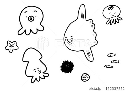 ゆるくてかわいい海の生き物 ゆるくてかわいい海の生き物 132337252
