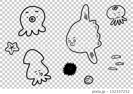 Cute and laid-back sea creatures 132337252